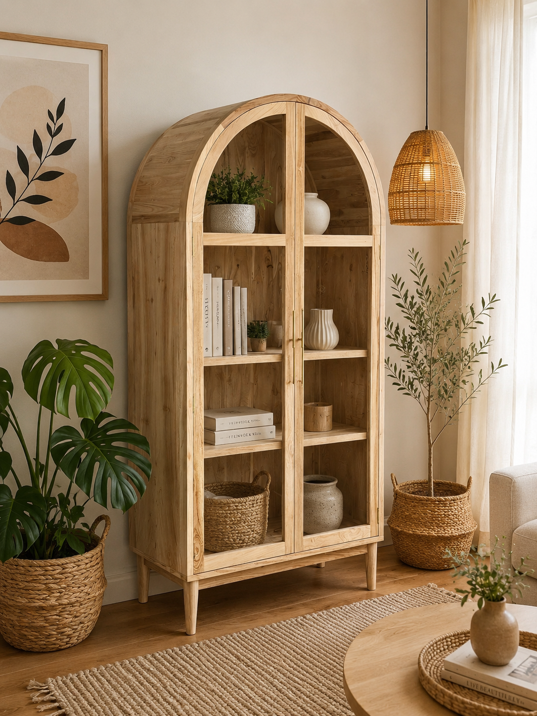 Kabinet Arch Kayu Jati Minimalist | Minimalist Teakwood Arch Cabinet