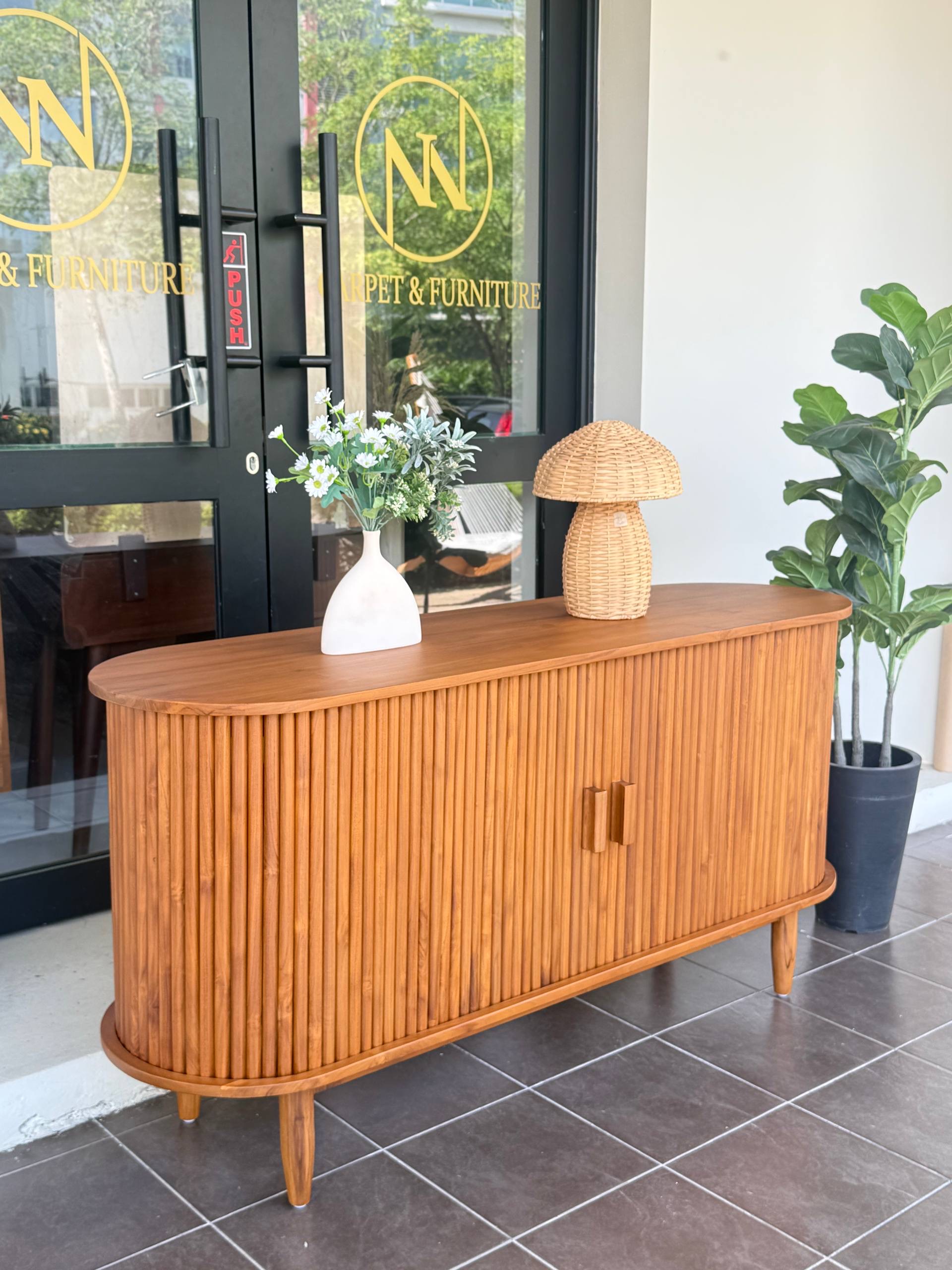 Premium Tambour Sideboard Cabinet | Kabinet Sideboard Kayu Jati Minimalist