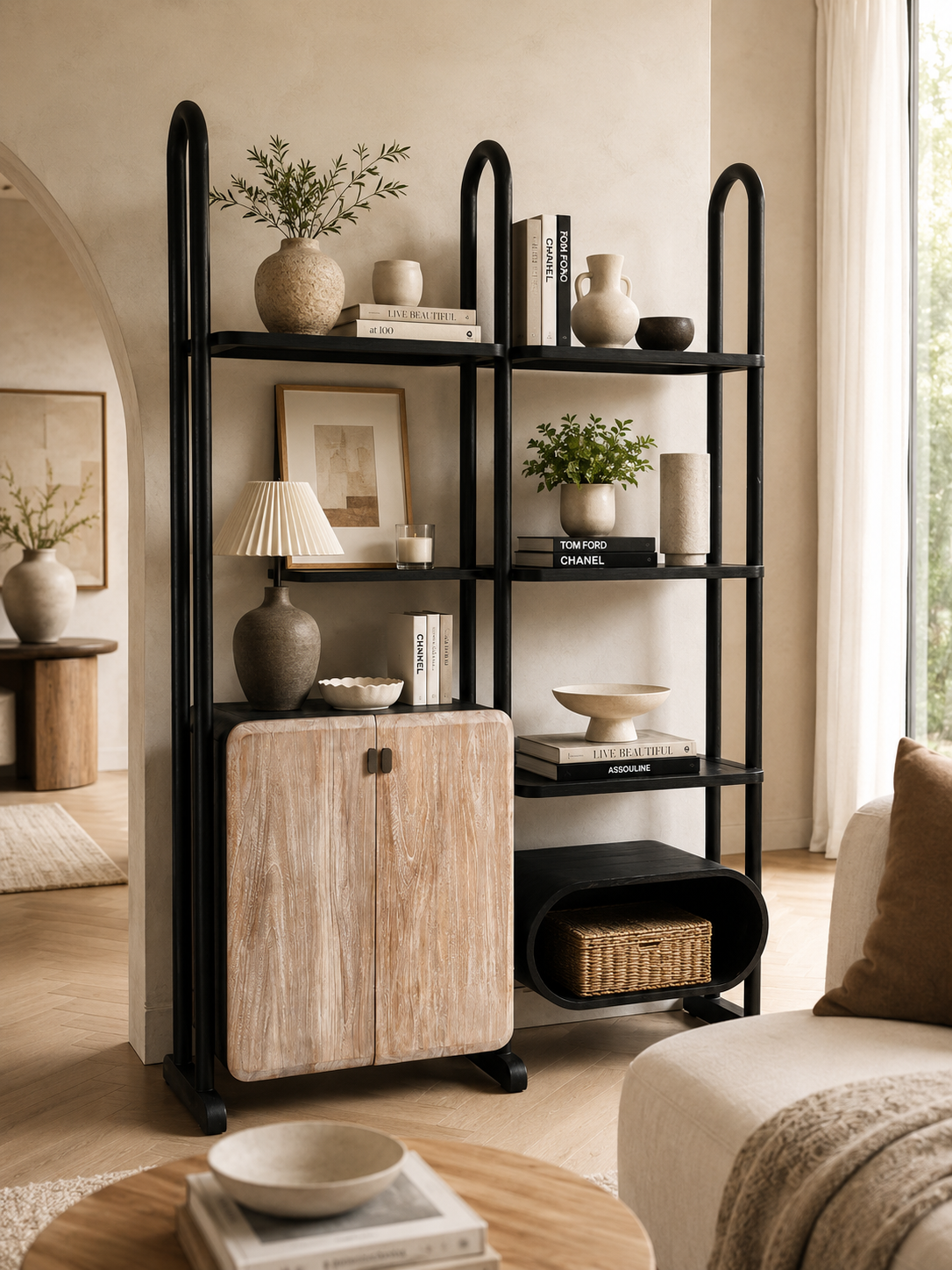 Modern Display Cabinet with Storage | Solid Teakwood Display Shelf | Open Bookshelf