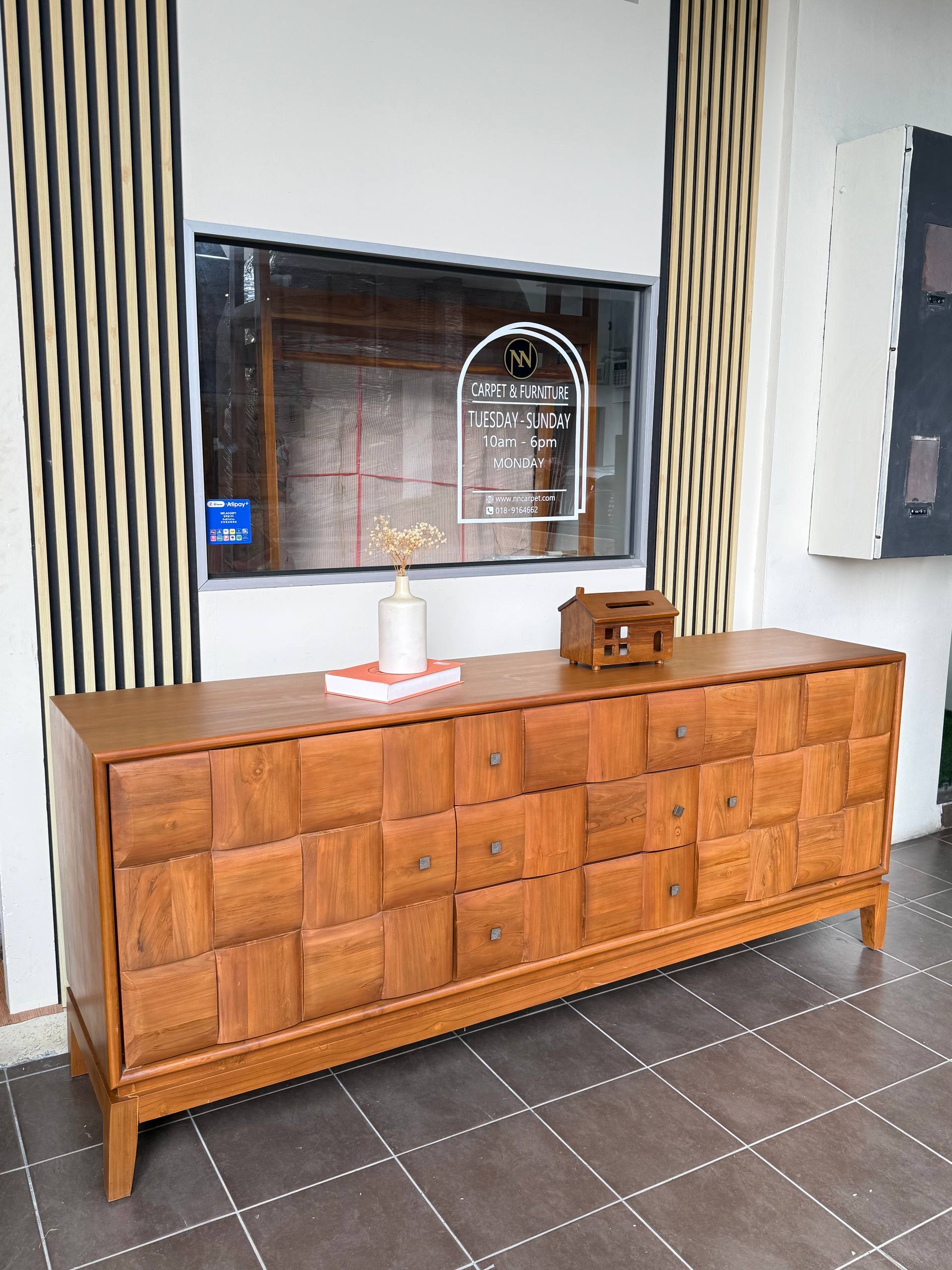 Solid Teakwood Sideboard Cabinet | Storage Cabinet | TV Console | Buffet Cabinet | 200 × 45 × 80cm